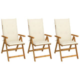 Folding Garden Chairs 3 pcs with Cushions Solid Acacia Wood