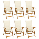 Folding Garden Chairs 6 pcs with Cushions Solid Acacia Wood