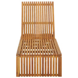 Sun Lounger with Cushion Solid Acacia Wood - Side View