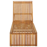 Sun Lounger with Cushion Solid Acacia Wood - Side View