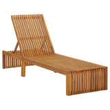 Sun Lounger with Cushion Solid Acacia Wood - Front View
