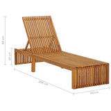 Sun Lounger with Cushion Solid Acacia Wood - Extra Image