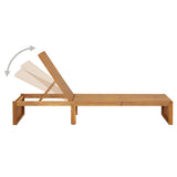 Sun Lounger with Cushion Solid Acacia Wood - Side View