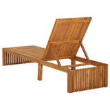 Sun Lounger with Cushion Solid Acacia Wood - Rear View