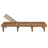 Folding Sun Lounger with Cushion Solid Acacia Wood - Side View