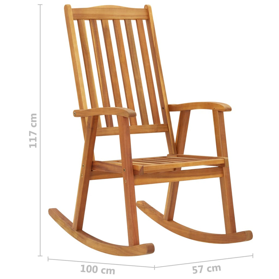 Rocking Chair with Cushions Solid Acacia Wood