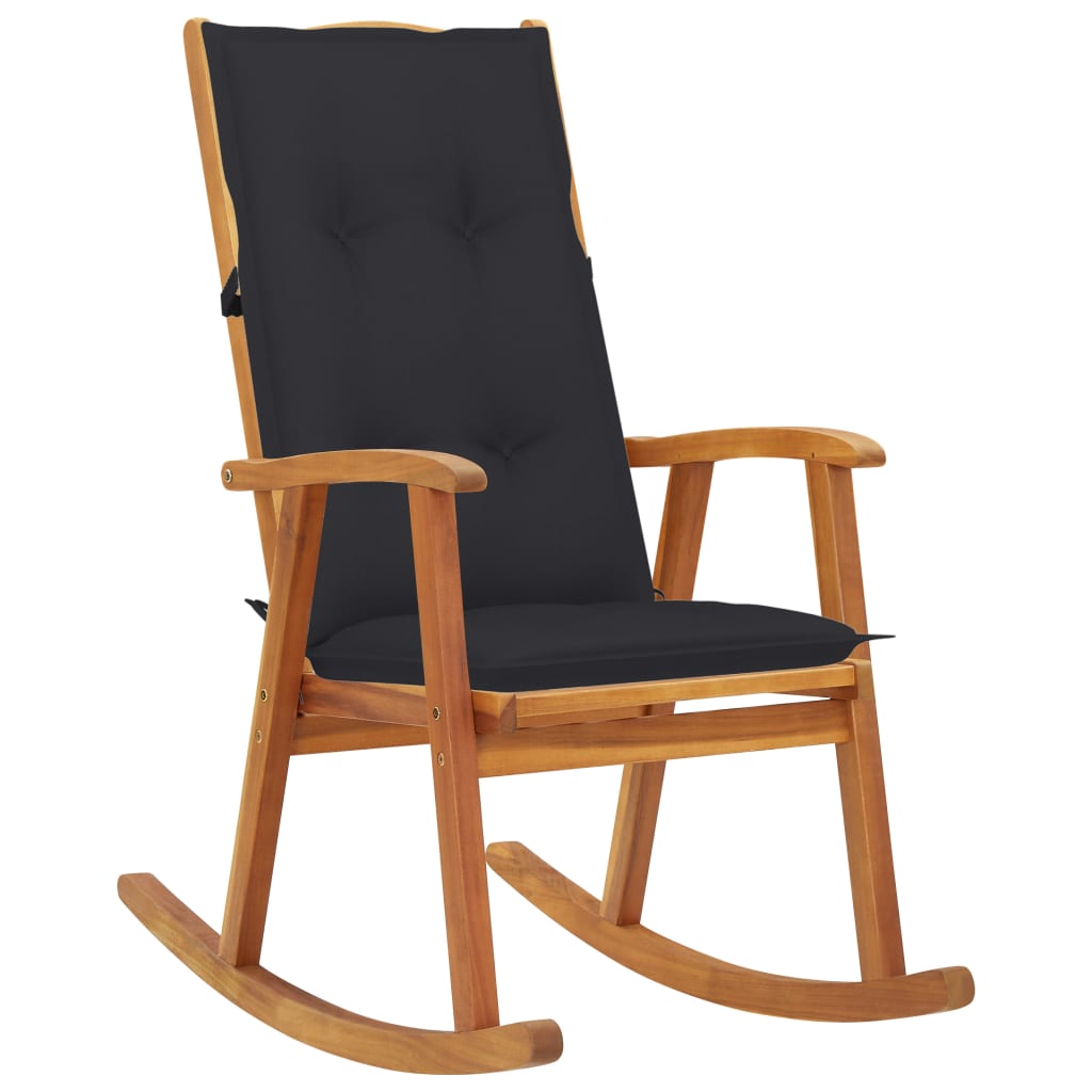 Rocking Chair with Cushions Solid Acacia Wood