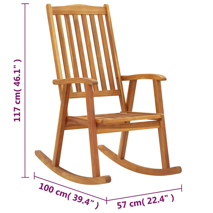 Rocking Chair with Cushions Solid Acacia Wood