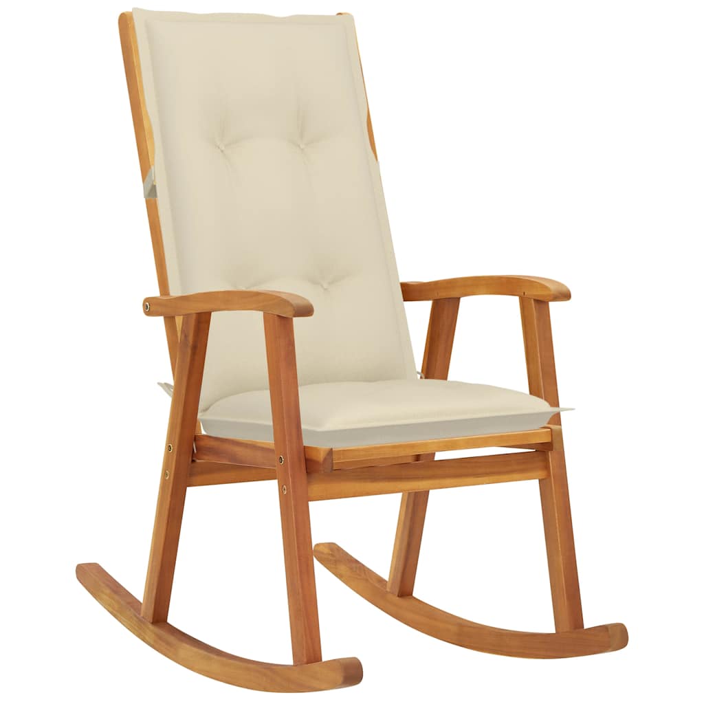 Rocking Chair with Cushions Solid Acacia Wood