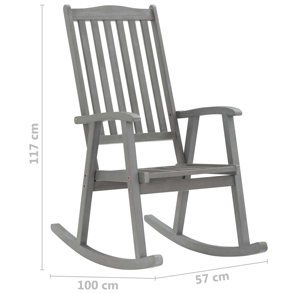 Rocking Chair with Cushions Grey Solid Acacia Wood