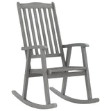 Rocking Chair with Cushions Grey Solid Acacia Wood - Front View