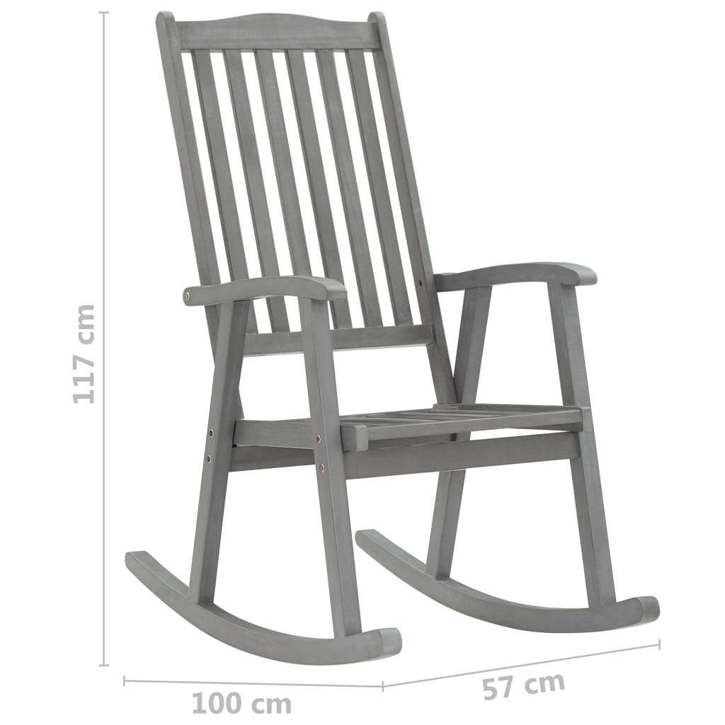 Rocking Chair with Cushions Grey Solid Acacia Wood
