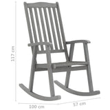 Rocking Chair with Cushions Grey Solid Acacia Wood - Extra Image
