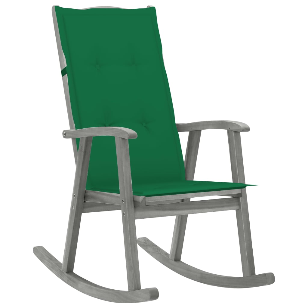 Rocking Chair with Cushions Grey Solid Acacia Wood