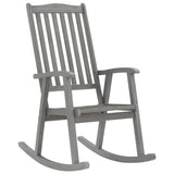 Rocking Chair with Cushions Grey Solid Acacia Wood - Front View