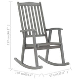Rocking Chair with Cushions Grey Solid Acacia Wood - Extra Image