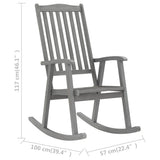 Rocking Chair with Cushions Grey Solid Acacia Wood - Extra Image