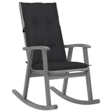 Rocking Chair with Cushions Grey Solid Acacia Wood