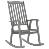 Rocking Chair with Cushions Grey Solid Acacia Wood - Front View