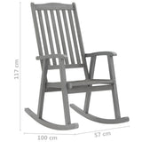Rocking Chair with Cushions Grey Solid Acacia Wood - Extra Image