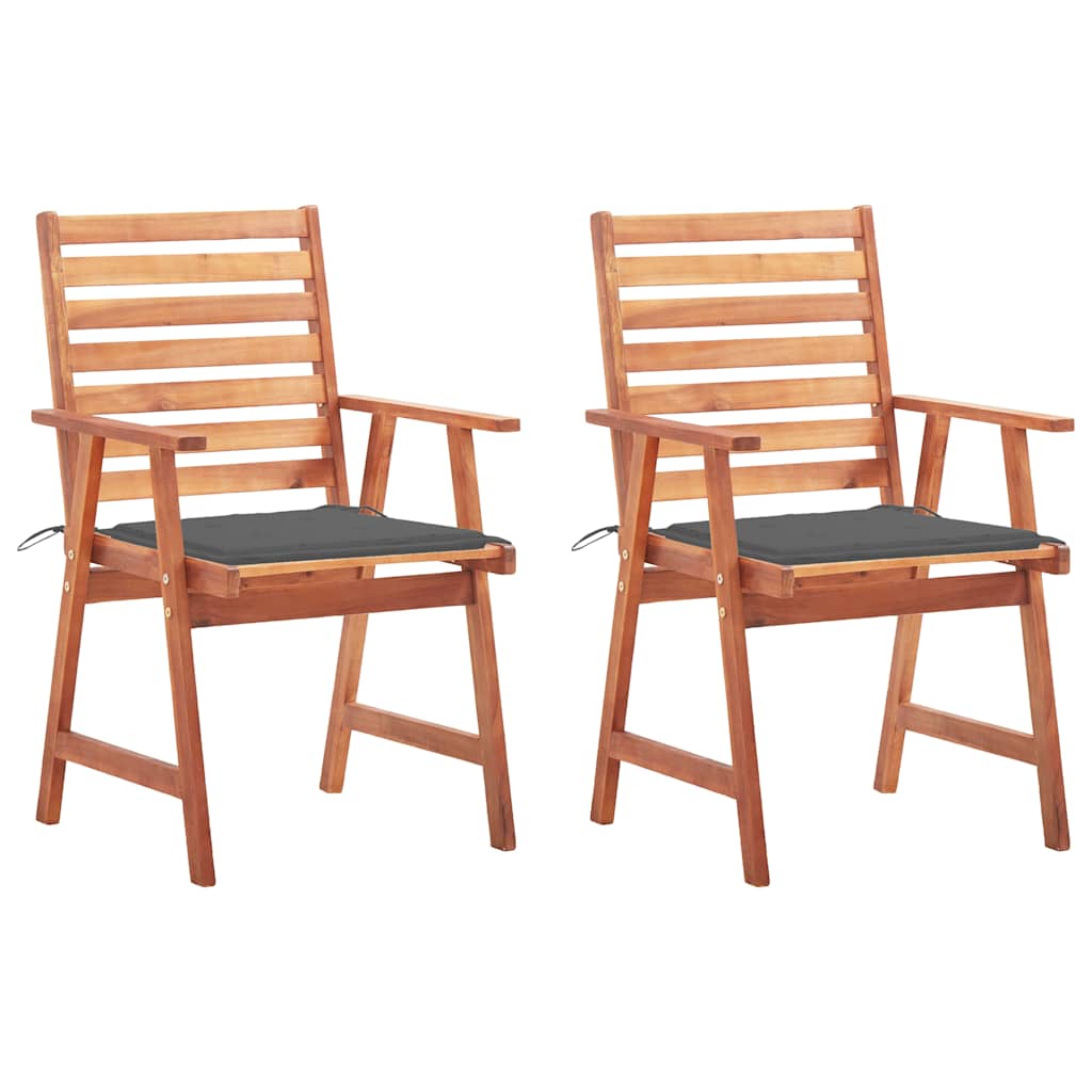 Outdoor Dining Chairs 2 pcs with Cushions Solid Acacia Wood