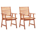 Outdoor Dining Chairs 2 pcs with Cushions Solid Acacia Wood