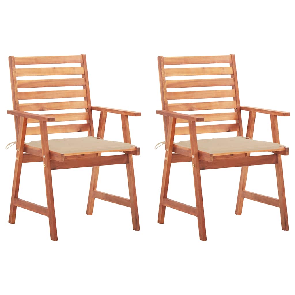 Outdoor Dining Chairs 2 pcs with Cushions Solid Acacia Wood