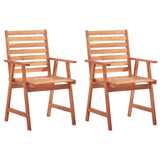 Outdoor Dining Chairs 2 pcs with Cushions Solid Acacia Wood