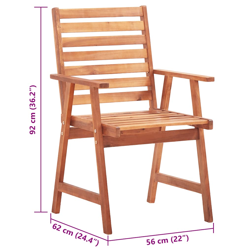 Outdoor Dining Chairs 2 pcs with Cushions Solid Acacia Wood