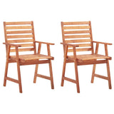 Outdoor Dining Chairs 2 pcs with Cushions Solid Acacia Wood