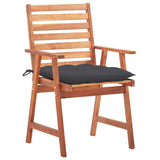 Outdoor Dining Chairs 2 pcs with Cushions Solid Acacia Wood - Front View