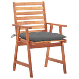 Outdoor Dining Chairs 2 pcs with Cushions Solid Acacia Wood - Front View