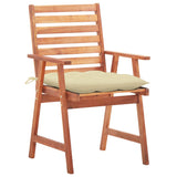 Outdoor Dining Chairs 2 pcs with Cushions Solid Acacia Wood - Front View