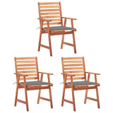 Outdoor Dining Chairs 3 pcs with Cushions Solid Acacia Wood