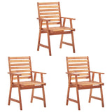 Outdoor Dining Chairs 3 pcs with Cushions Solid Acacia Wood - Front View