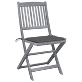 Folding Outdoor Chairs 2 pcs with Cushions Solid Acacia Wood - Side View