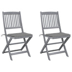 Folding Chairs 2 pcs with Cushions Solid Acacia Wood