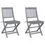 Folding Chairs 2 pcs with Cushions Solid Acacia Wood
