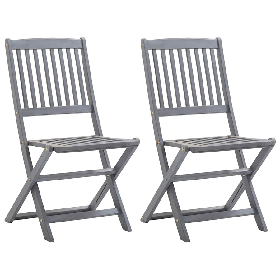 Folding Chairs 2 pcs with Cushions Solid Acacia Wood