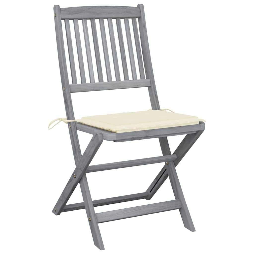 Folding Outdoor Chairs 2 pcs with Cushions Solid Acacia Wood