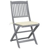 Folding Outdoor Chairs 2 pcs with Cushions Solid Acacia Wood - Side View