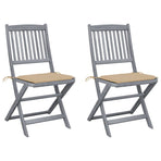 Folding Chairs 2 pcs with Cushions Solid Acacia Wood