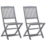 Folding Chairs 2 pcs with Cushions Solid Acacia Wood