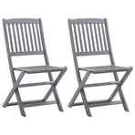 Folding Chairs 2 pcs with Cushions Solid Acacia Wood