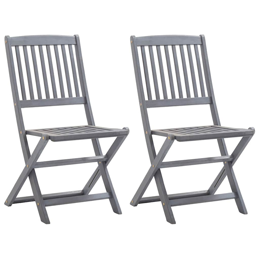 Folding Chairs 2 pcs with Cushions Solid Acacia Wood