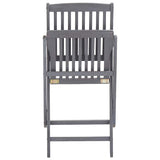 Folding Chairs 2 pcs with Cushions Solid Acacia Wood