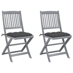 Folding Chairs 2 pcs with Cushions Solid Acacia Wood