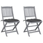 Folding Chairs 2 pcs with Cushions Solid Acacia Wood