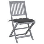 Folding Chairs 2 pcs with Cushions Solid Acacia Wood