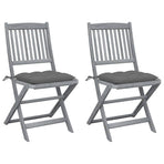 Folding Chairs 2 pcs with Cushions Solid Acacia Wood